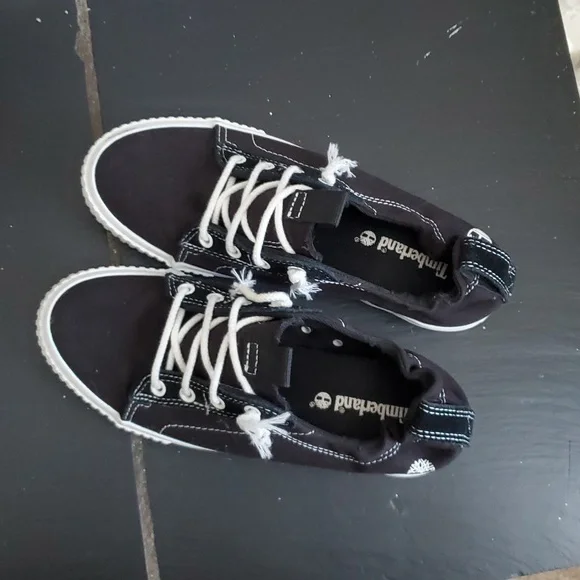 Timberland Newport Bay Black White Classic Canvas Trainers Sneakers Size US 6.5 - Picture 7 of 11